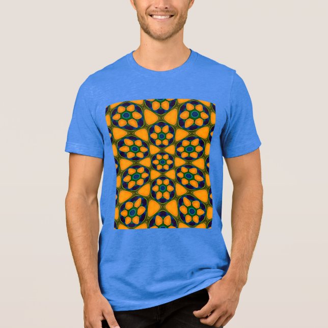 Unique Abstract Flowers Pattern Tri-Blend Shirt (Front)