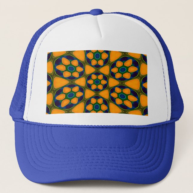 Unique Abstract Flowers Pattern Trucker Hat (Front)