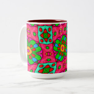Unique Abstract Flowers Pattern Two-Tone Coffee Mug