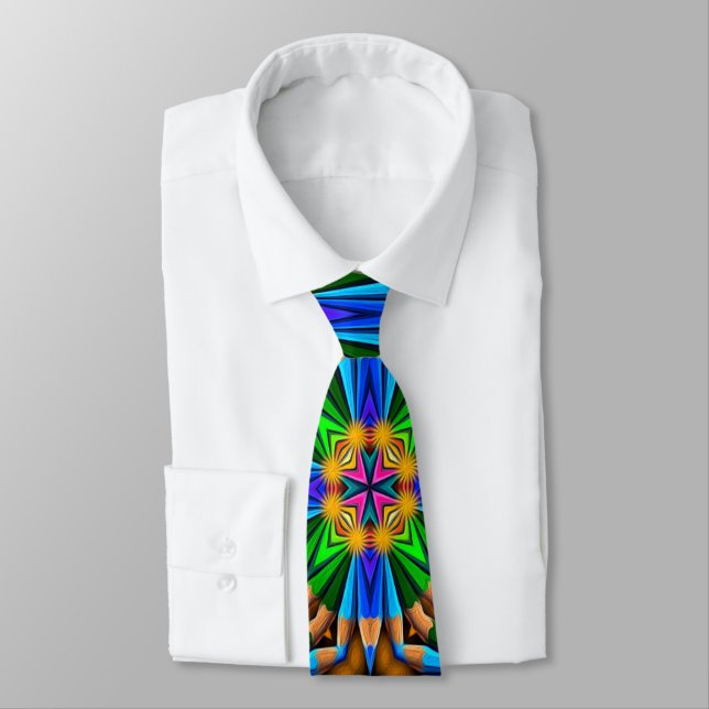 Unique Abstract Flowers PatternNeck Tie (Tied)