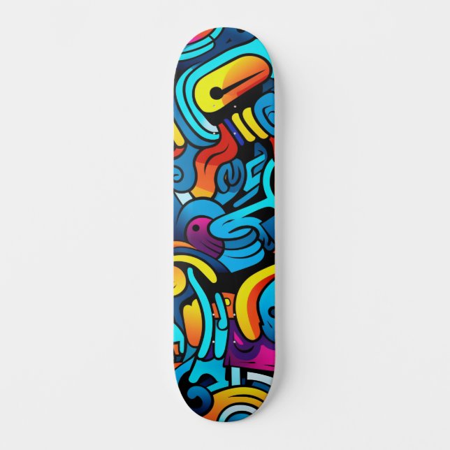 Unique Abstract Urban Street Art Wide Skateboard (Front)