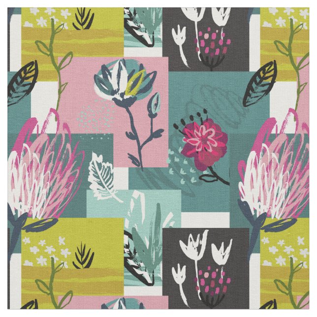 Unique Abstract Vintage Floral Fabric (Close Up)