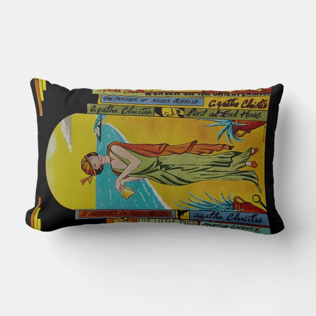 Unique Agatha Christie Art Deco Pillow (Front)