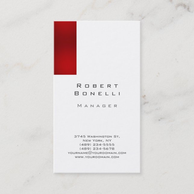 Unique amazing red white business card (Front)