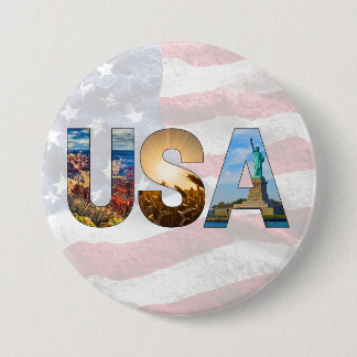 Unique American Landmark USA Letters Patriotic 7.5 Cm Round Badge