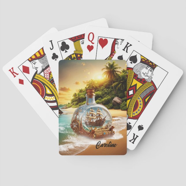 Unique and amazing bottle with ship playing cards (Back)