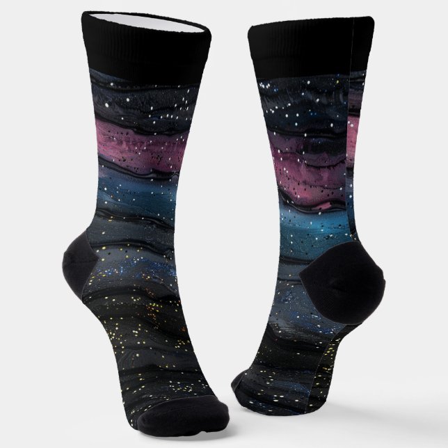 Unique and Colourful Black Background Socks (Angled)