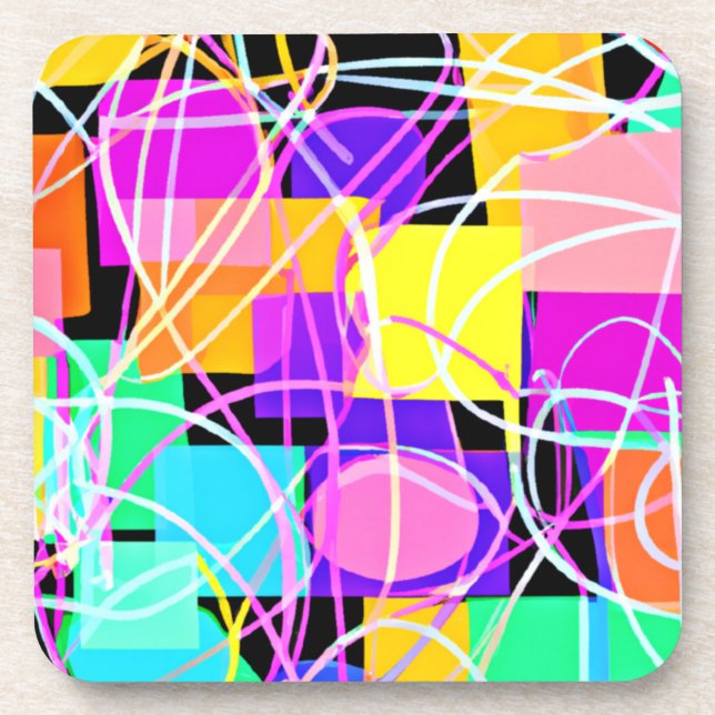 Unique And Colourful Neon Patterns Art Coaster (Front)