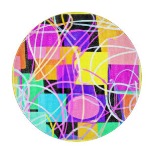 Unique And Colourful Neon Patterns Art Cutting Board