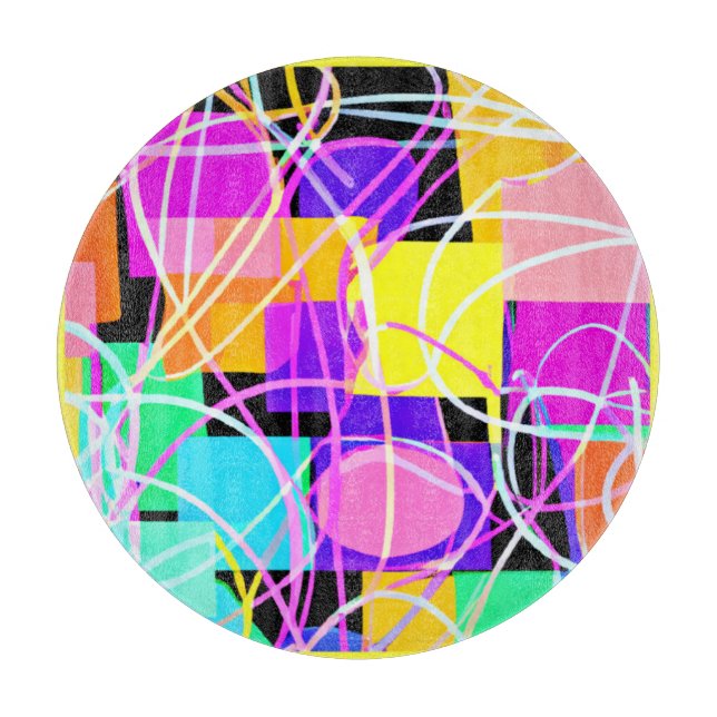 Unique And Colourful Neon Patterns Art Cutting Board (Front)