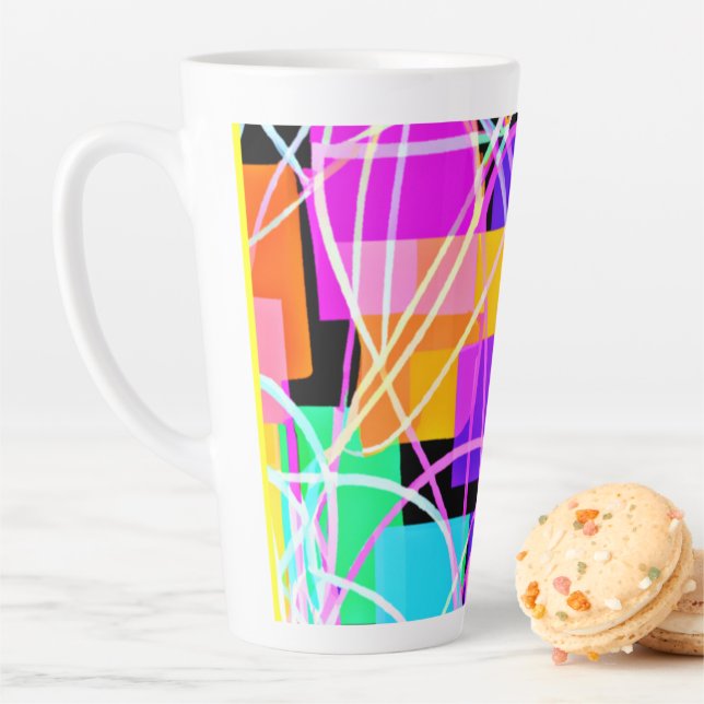 Unique And Colourful Neon Patterns Art Latte Mug (In Situ)