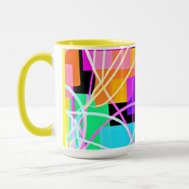 Unique And Colourful Neon Patterns Art Mug (Left)