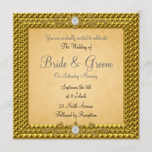 Unique and Elegant  Gold   Wedding Invitation