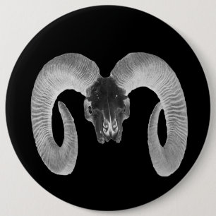 unique and handmade goat skull 6 cm round badge