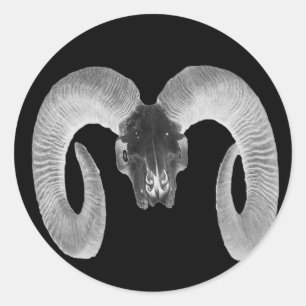 unique and handmade goat skull classic round sticker