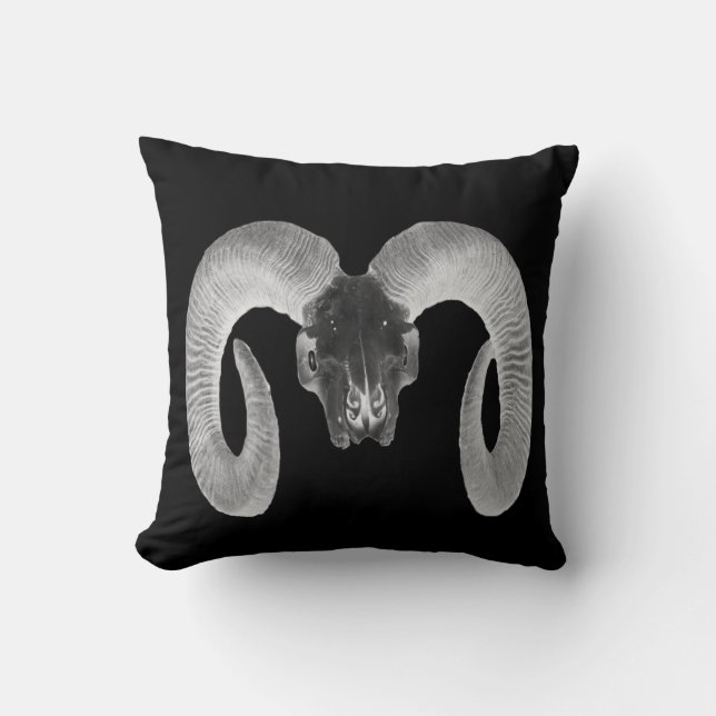 unique and handmade  goat skull cushion (Front)