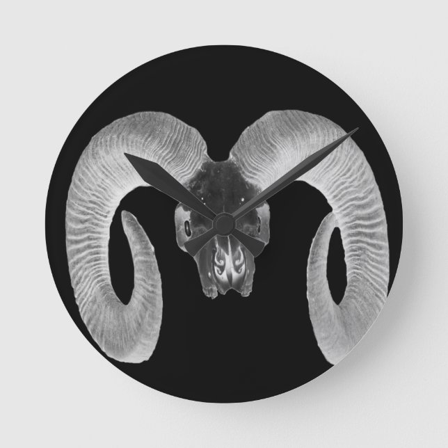 unique and handmade  goat skull round clock (Front)