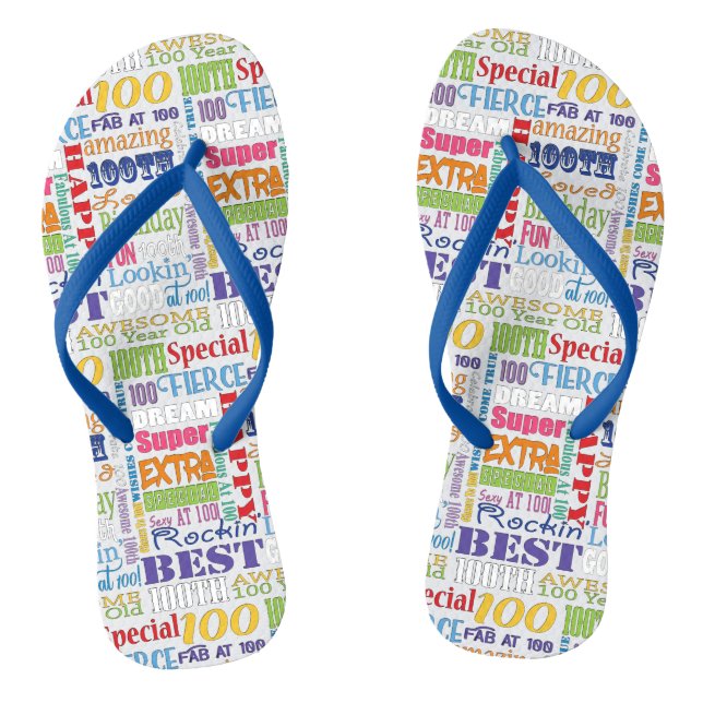Unique And Special 100th Birthday Party Gifts Flip Flops (Footbed)