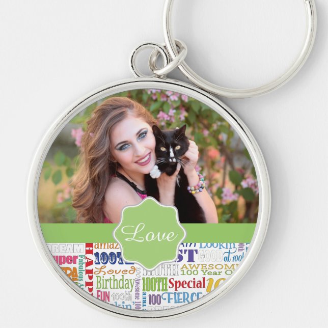 Unique And Special 100th Birthday Party Gifts Key Ring (Front)