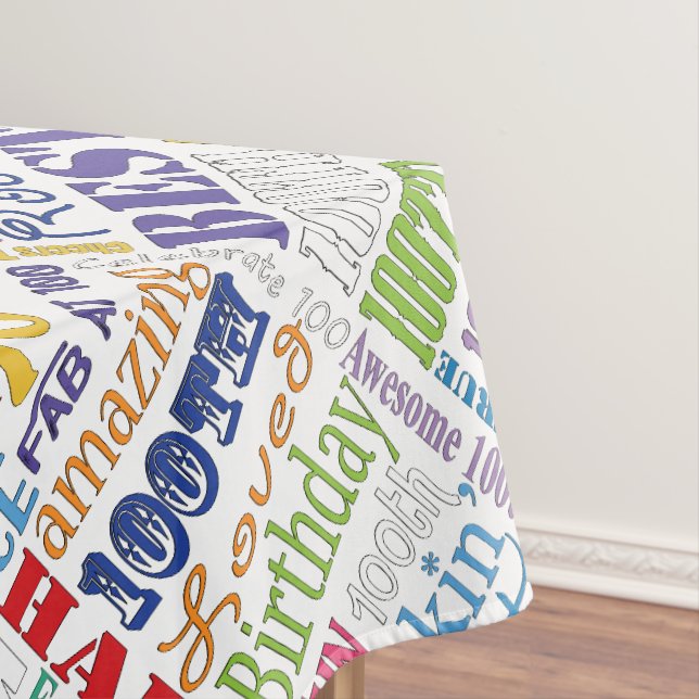 Unique And Special 100th Birthday Party Gifts Tablecloth (In Situ)