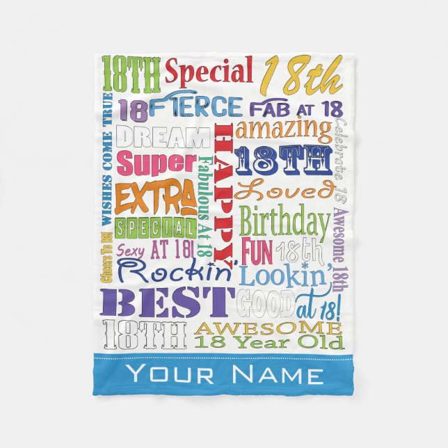 Unique And Special 18th Birthday Party Gifts Fleece Blanket (Front)