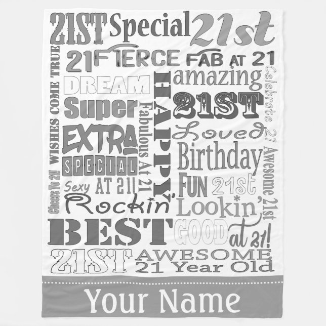 Unique And Special 21st Birthday Party Gifts Fleece Blanket (Front)