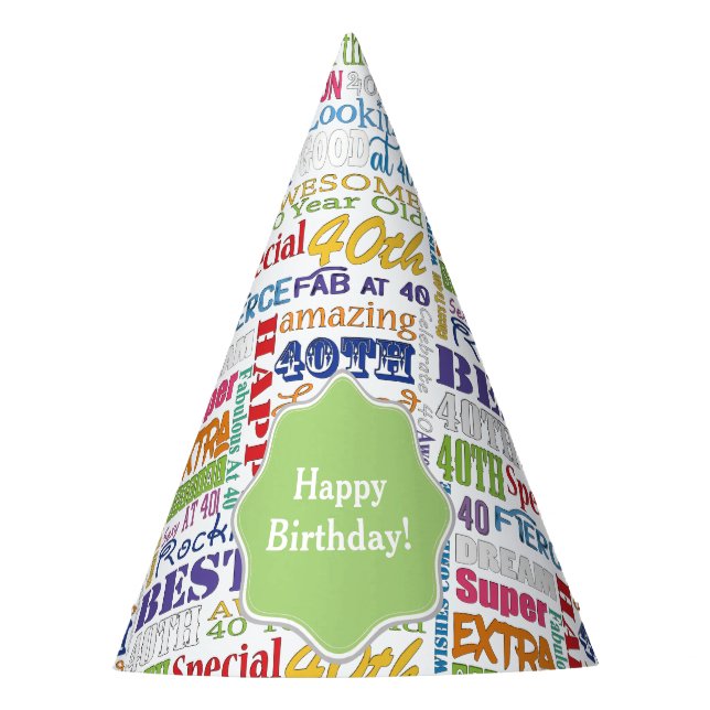 Unique And Special 40th Birthday Party Gifts Party Hat (Front)