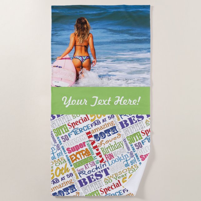 Unique And Special 50th Birthday Party Gifts Beach Towel (Front)