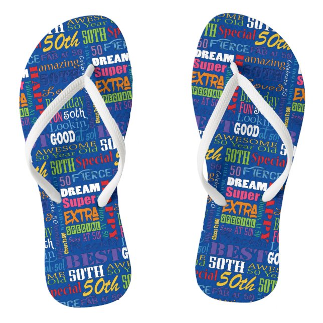 Unique And Special 50th Birthday Party Gifts Flip Flops (Footbed)