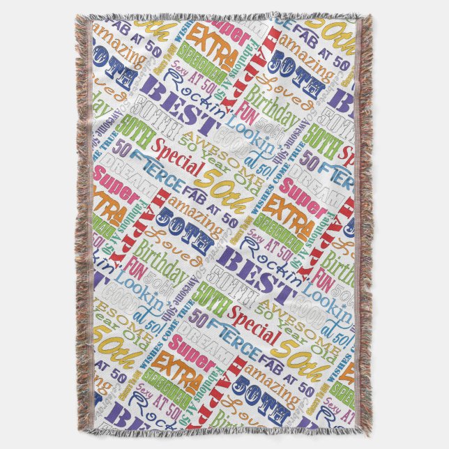 Unique And Special 50th Birthday Party Gifts Throw Blanket (Front Vertical)
