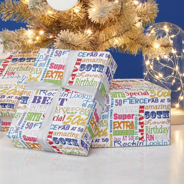 Unique And Special 50th Birthday Party Gifts Wrapping Paper (Holidays)