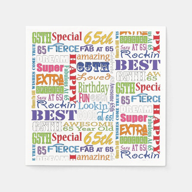 Unique And Special 65th Birthday Party Gifts Napkin (Front)