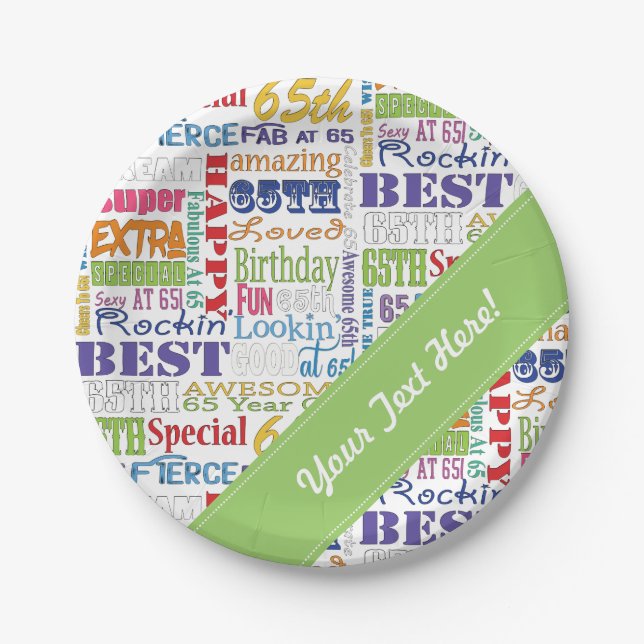 Unique And Special 65th Birthday Party Gifts Paper Plate (Front)