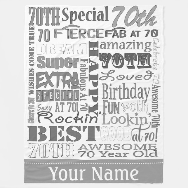 Unique And Special 70th Birthday Party Gifts Fleece Blanket (Front)