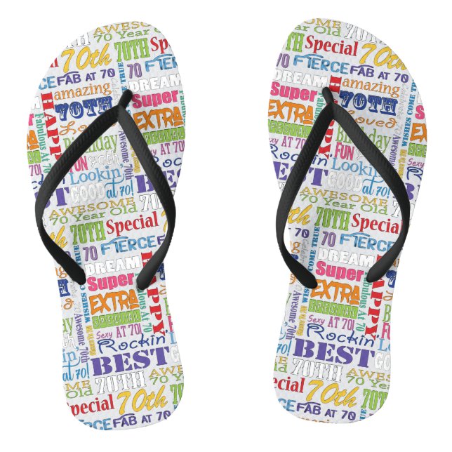Unique And Special 70th Birthday Party Gifts Flip Flops (Footbed)