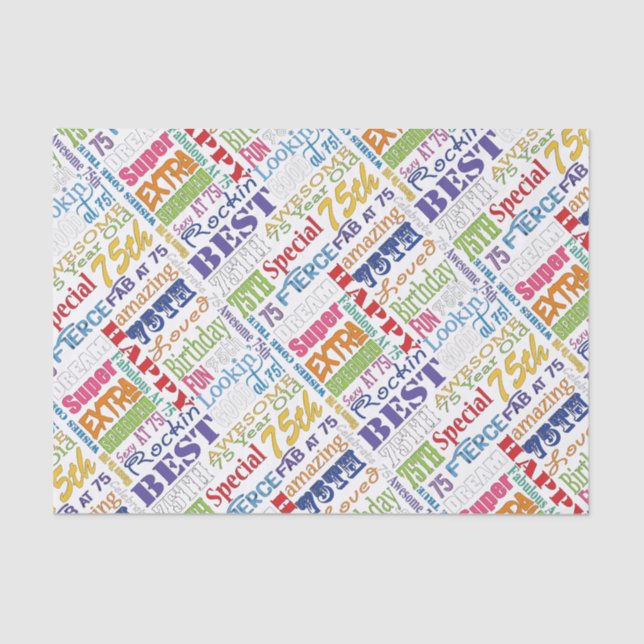 Unique And Special 75th Birthday Party Gifts Tissue Paper (Front)