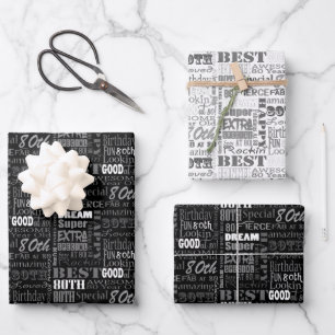 Unique And Special 80th Birthday Party Gifts Wrapping Paper Sheet