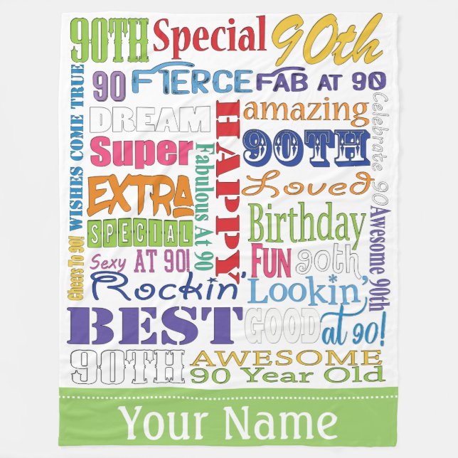 Unique And Special 90th Birthday Party Gifts Fleece Blanket (Front)