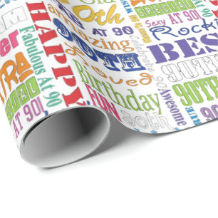 Unique And Special 90th Birthday Party Gifts Wrapping Paper