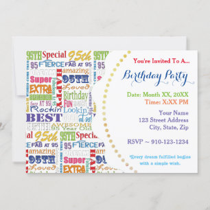 Unique And Special 95th Birthday Party Gifts Invitation