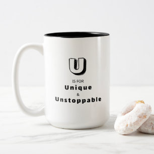 Unique and Unstoppable U - Personalised Luxury Two-Tone Coffee Mug