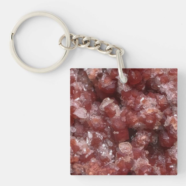 Unique Andradite Garnet Calcite Mineral Artwork Key Ring (Front)