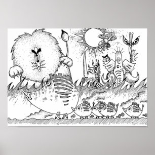 Unique animals of the savanna. poster