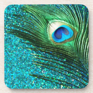Unique Aqua Peacock Coaster