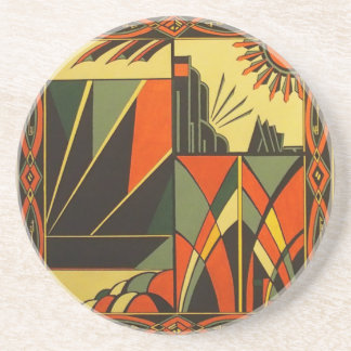 Unique art deco round sandstone coasters