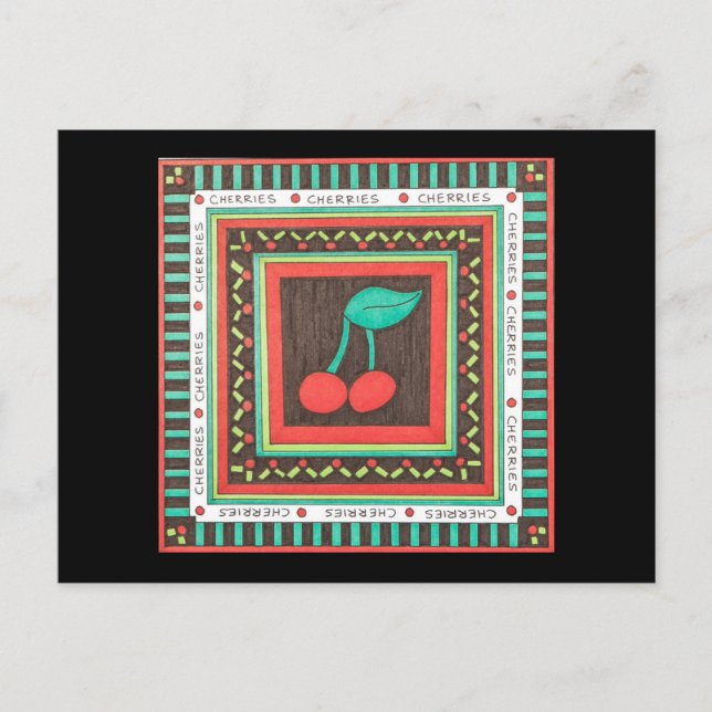 Unique Art Postcard - Cherries - Erin Brie Art (Front)