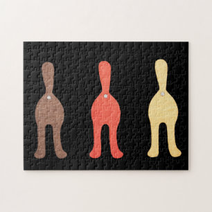 Unique Art Puzzle - 3 Cat Butts #1
