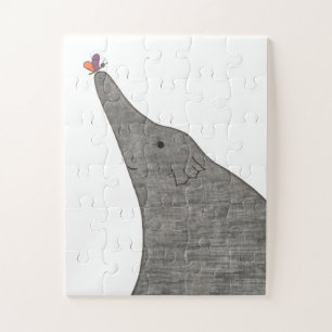 Unique Art Puzzle - Elephant with Flower #1