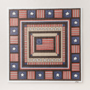 Unique Art Puzzle - Old Time Flag - Erin Brie Art