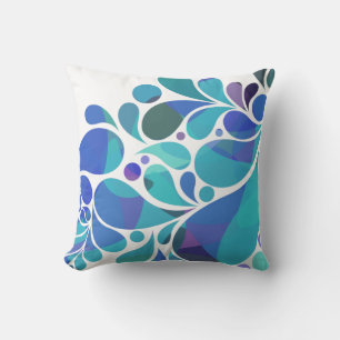 Unique Artsy Aqua Blue, Purple Watercolor Pattern Cushion